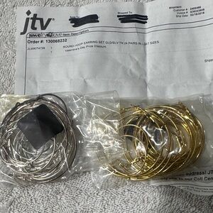 JTV Hoop Earring Set in Gold and Silver - Multi-Pair Pack